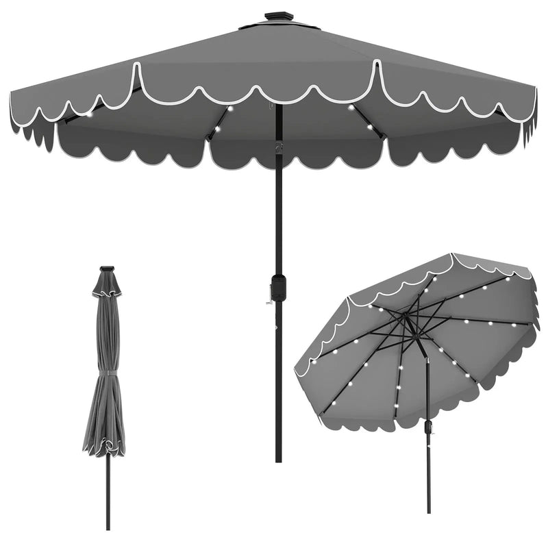 10 Feet Solar Patio Umbrella with 24 LED Lights by DirectDeals