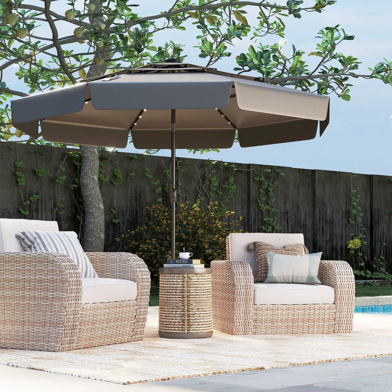 10 Feet Solar Patio Umbrella with 3-Tier Vented Top by DirectDeals