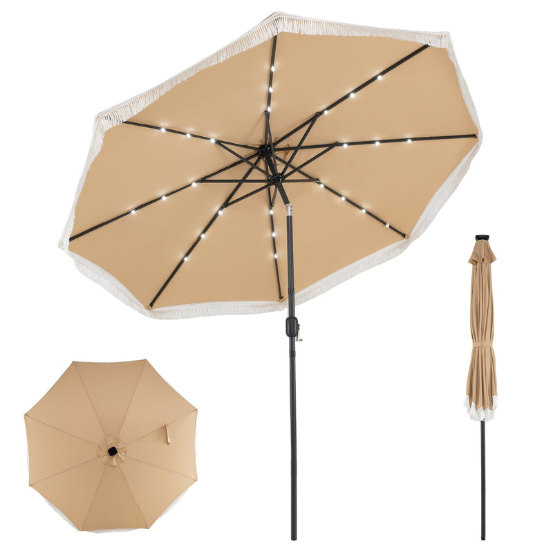 10 Feet Solar Patio Umbrella with 24 LED Lights for Yard by DirectDeals