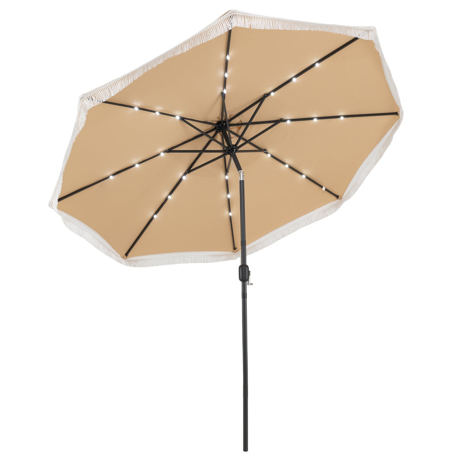 10 Feet Solar Patio Umbrella with 24 LED Lights for Yard by DirectDeals