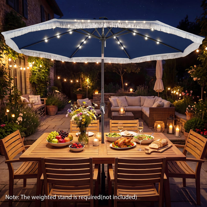 10 Feet Solar Patio Umbrella with 24 LED Lights for Yard by DirectDeals