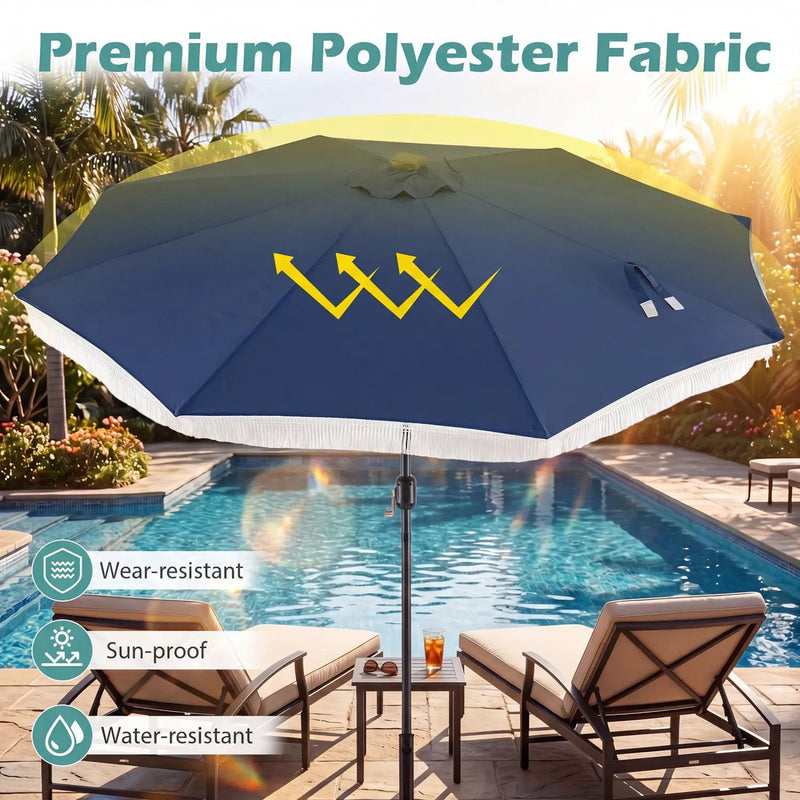 10 Feet Solar Patio Umbrella with 24 LED Lights for Yard by DirectDeals