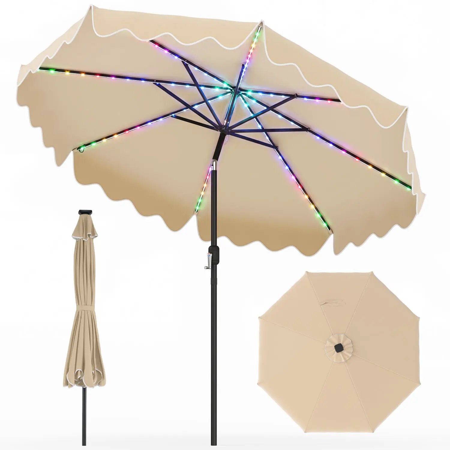 10 Ft Solar Patio Umbrella with LED Lights by DirectDeals