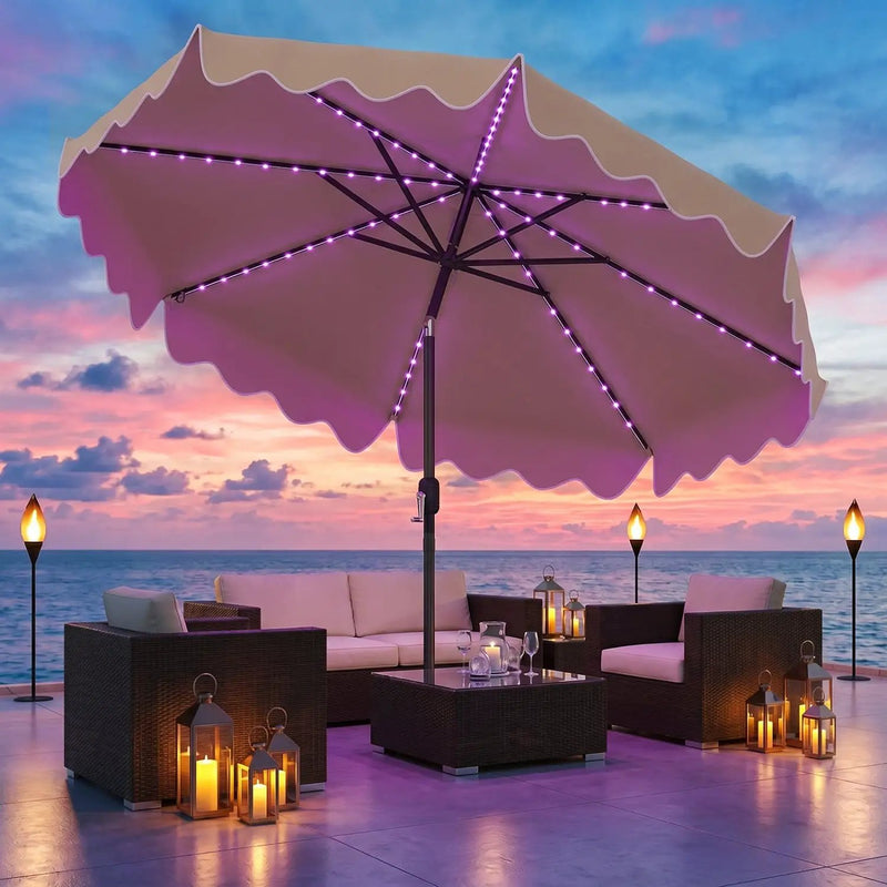 10 Ft Solar Patio Umbrella with LED Lights by DirectDeals