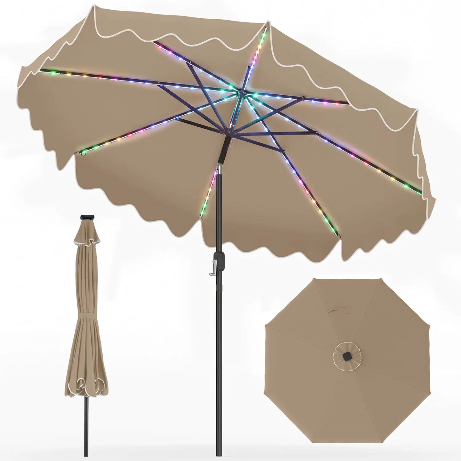 10 Ft Solar Patio Umbrella with LED Lights by DirectDeals