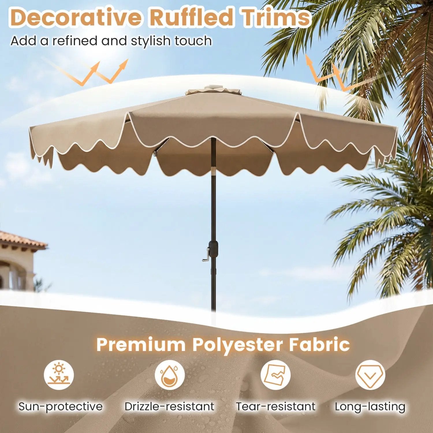10 Ft Solar Patio Umbrella with LED Lights by DirectDeals
