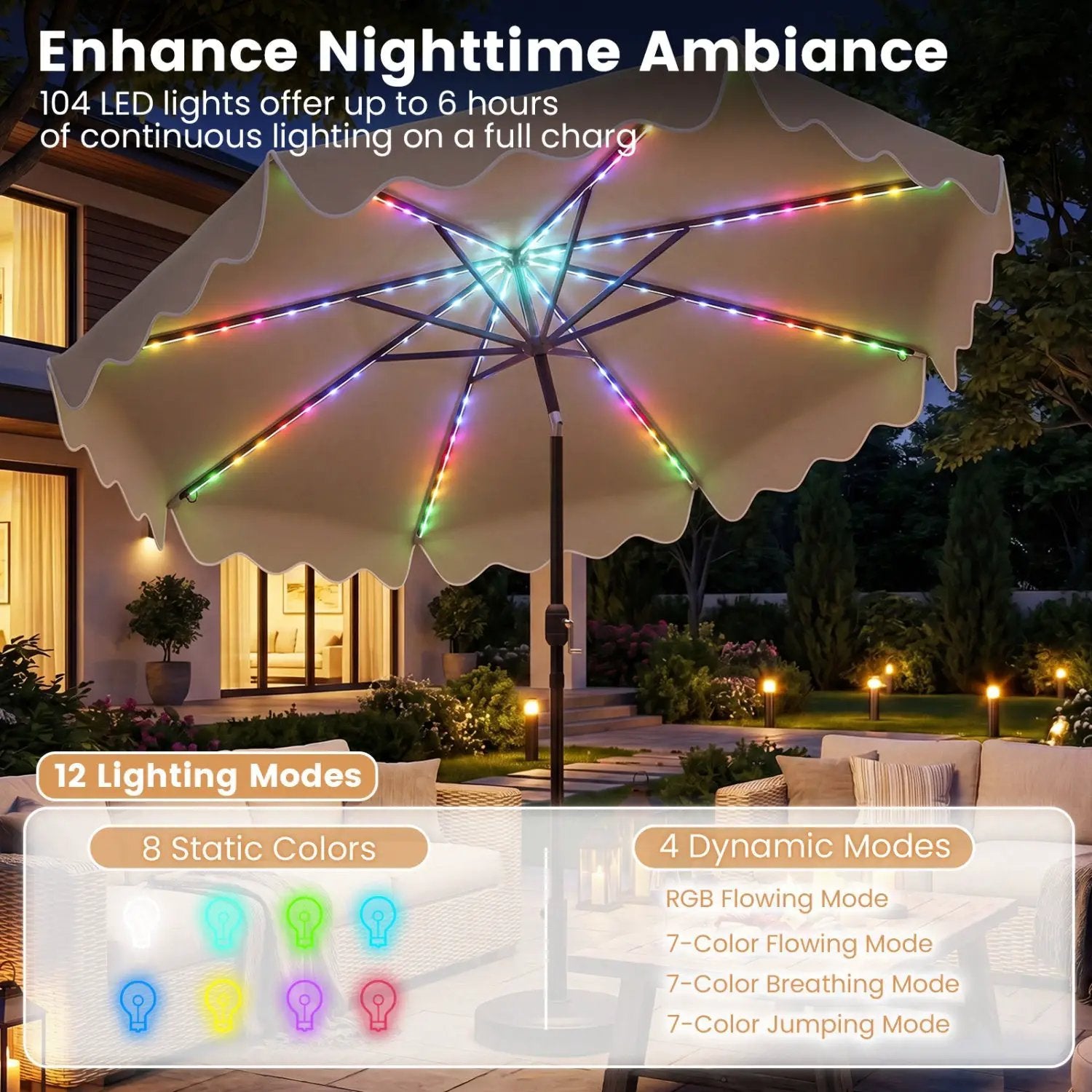 10 Ft Solar Patio Umbrella with LED Lights by DirectDeals