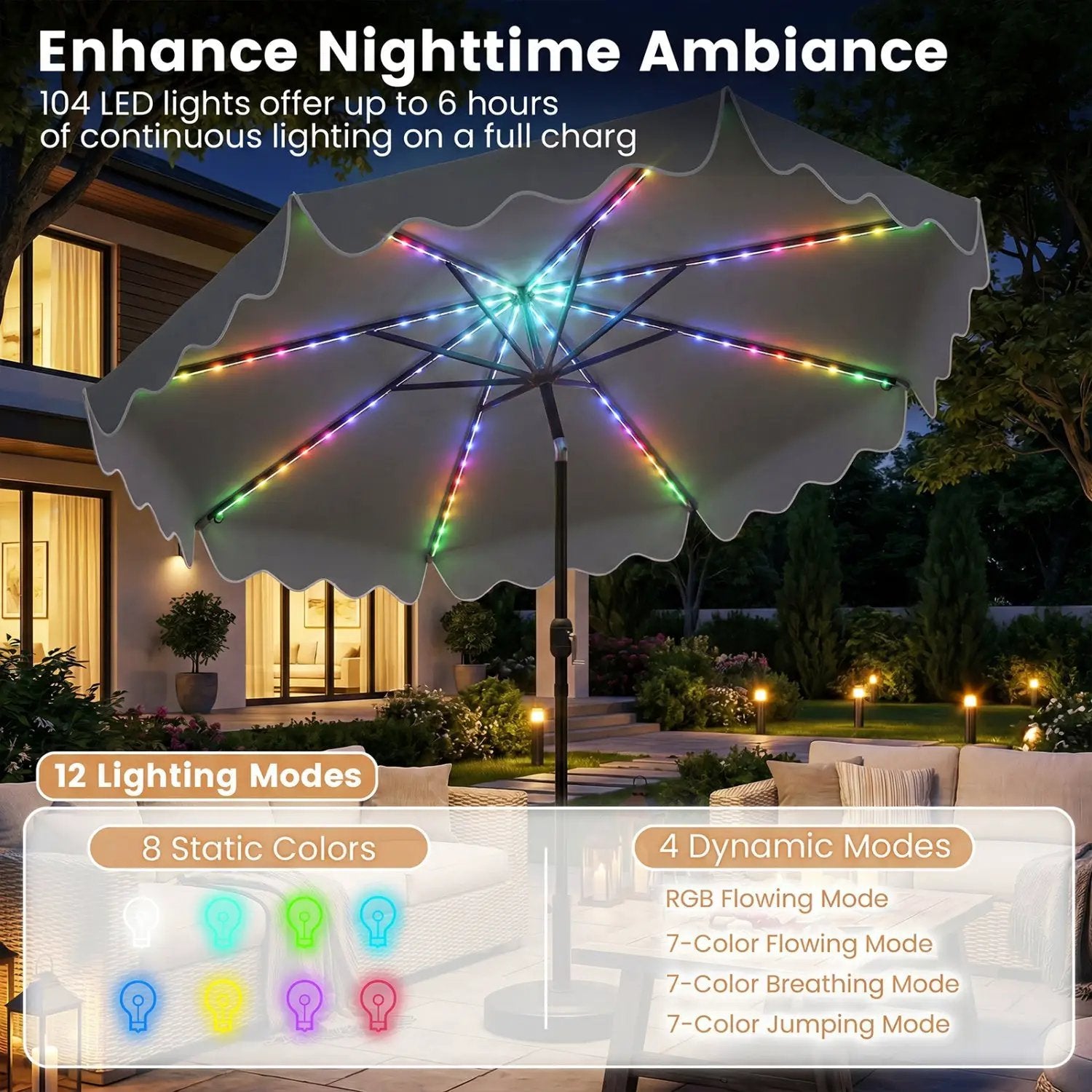 10 Ft Solar Patio Umbrella with LED Lights by DirectDeals