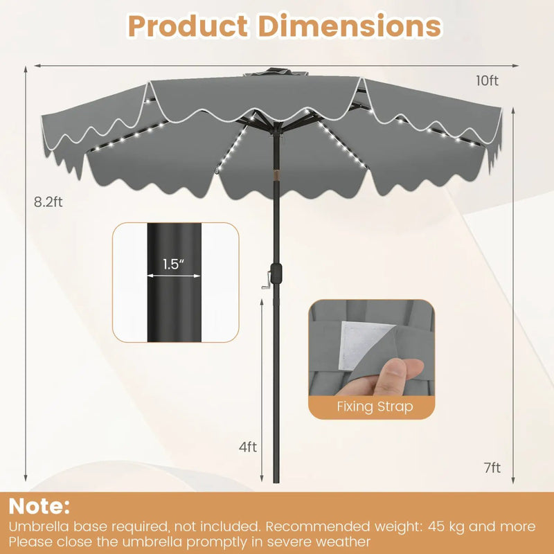 10 Ft Solar Patio Umbrella with LED Lights by DirectDeals