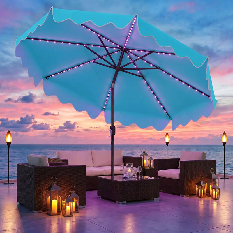 10 Ft Solar Patio Umbrella with LED Lights by DirectDeals