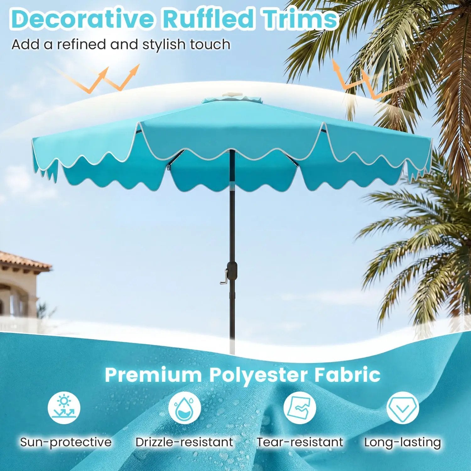 10 Ft Solar Patio Umbrella with LED Lights by DirectDeals