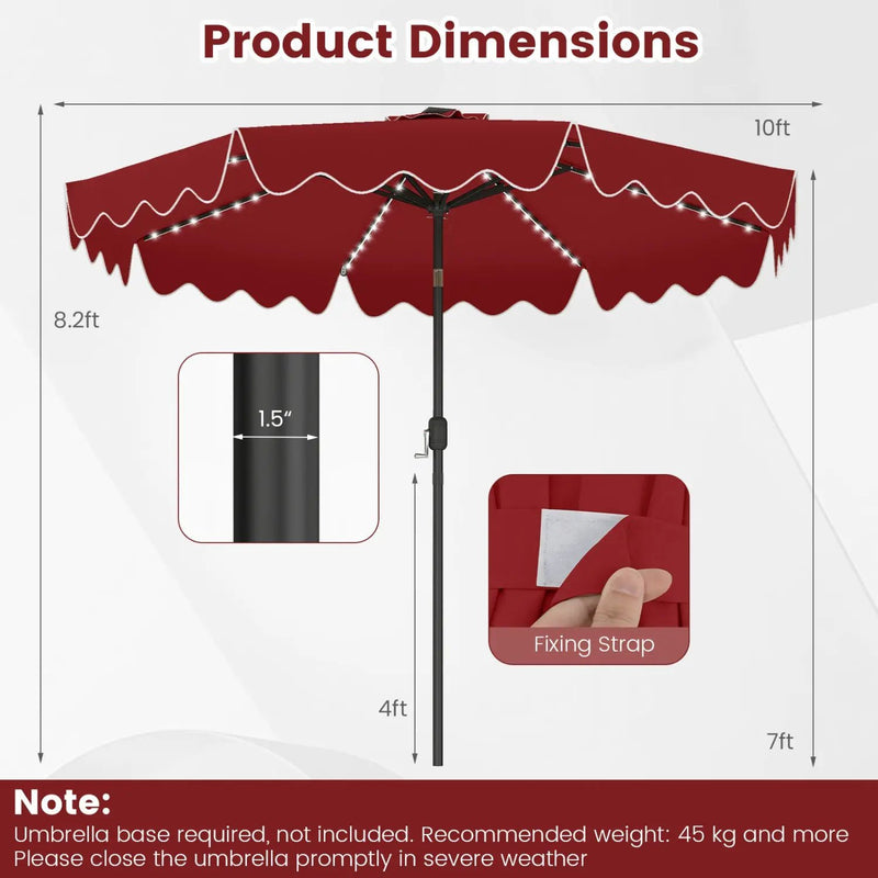 10 Ft Solar Patio Umbrella with LED Lights by DirectDeals