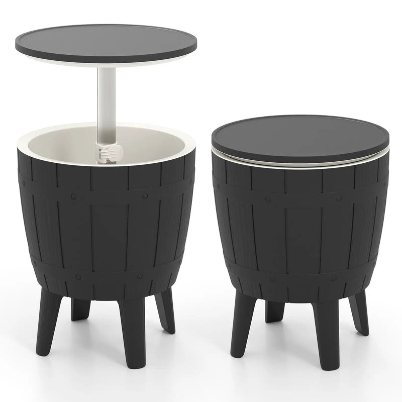 10 Gallon Cooler Bar Table Outdoor Coffee Table Ice Bucket with Telescopic Tabletop for Beer and Wine by DirectDeals