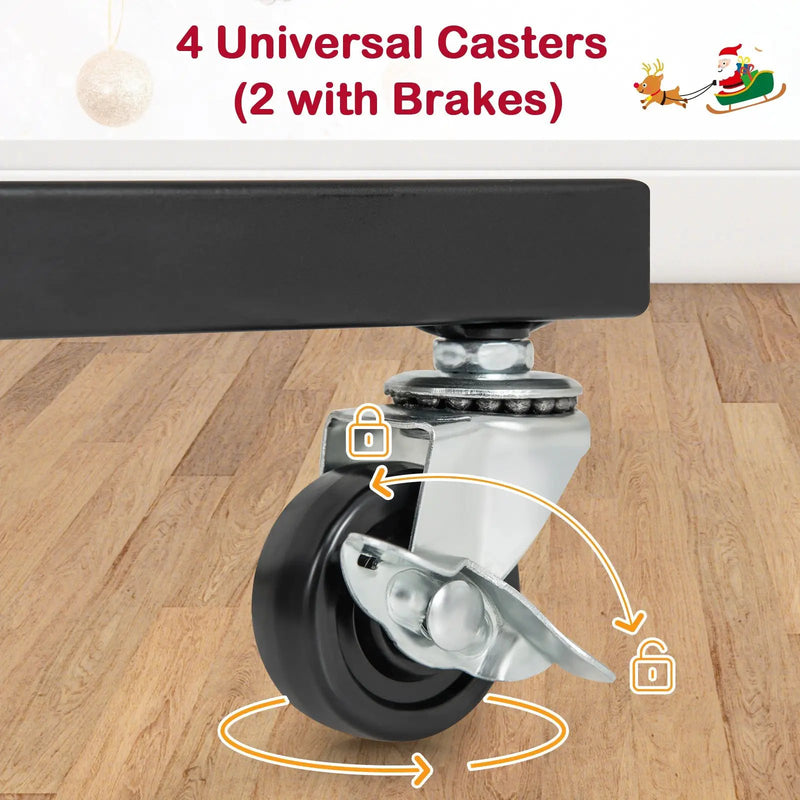 10-Hook Christmas Stocking Holder Stand on Wheels Freestanding Rack-Black by DirectDeals