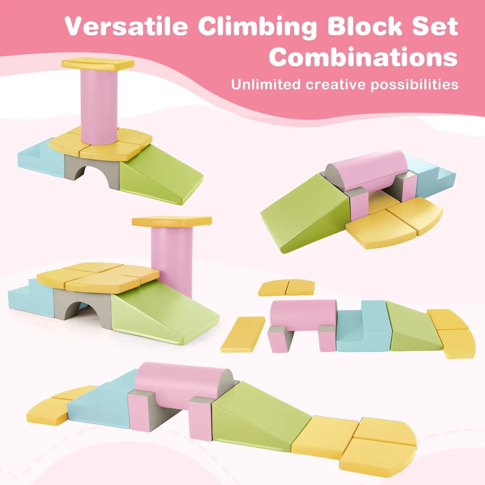 10-Piece Foam Climbing Toys for Toddlers Soft Foam PU Leather Building Blocks by DirectDeals