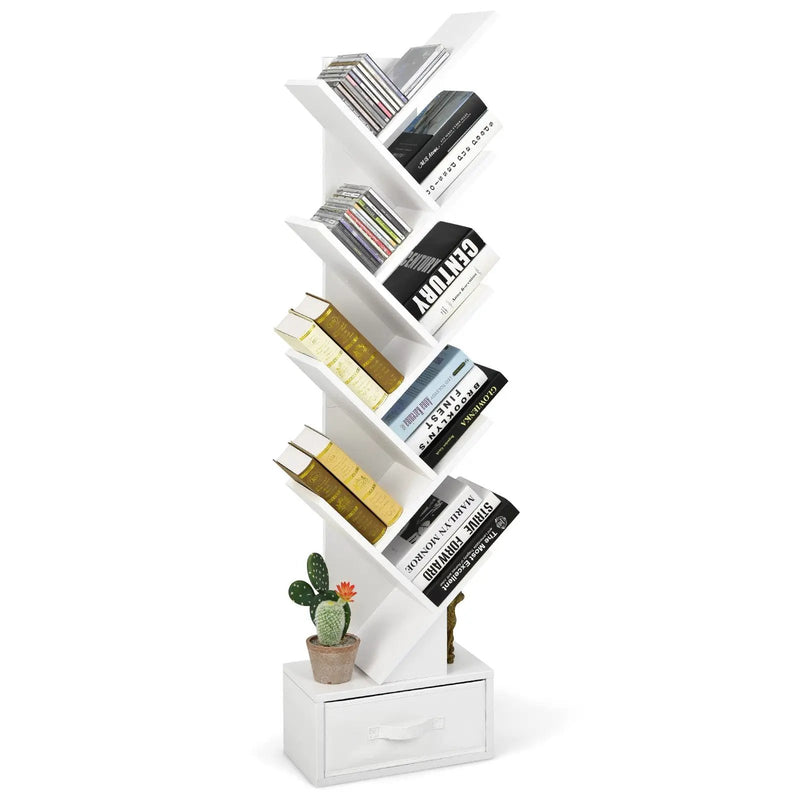 10-tier Tree Bookshelf with Drawer Free by DirectDeals