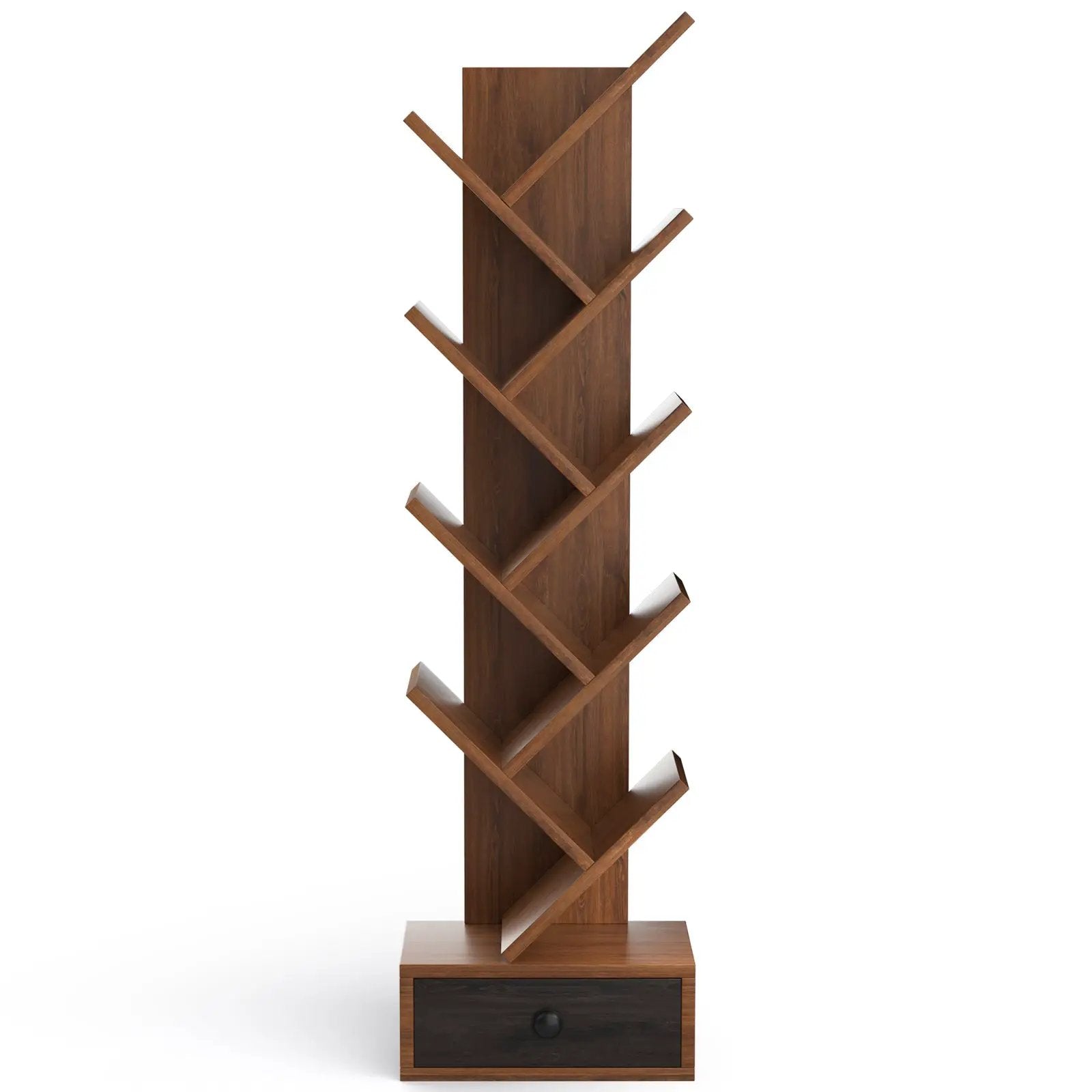 10-Tier Tree Bookshelf with Drawer and Anti-Tipping Kit by DirectDeals