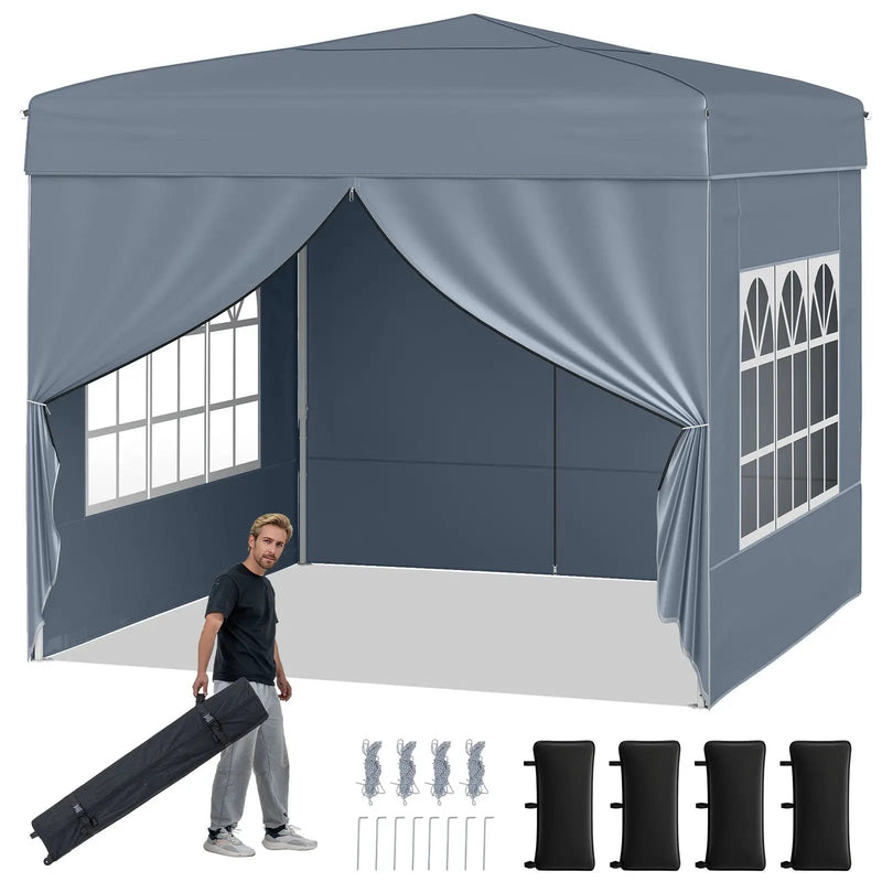 10 X 10 FT Pop up Canopy Tent Outdoor Patio Commercial Sunshade Shelter with 4 Sidewalls by DirectDeals