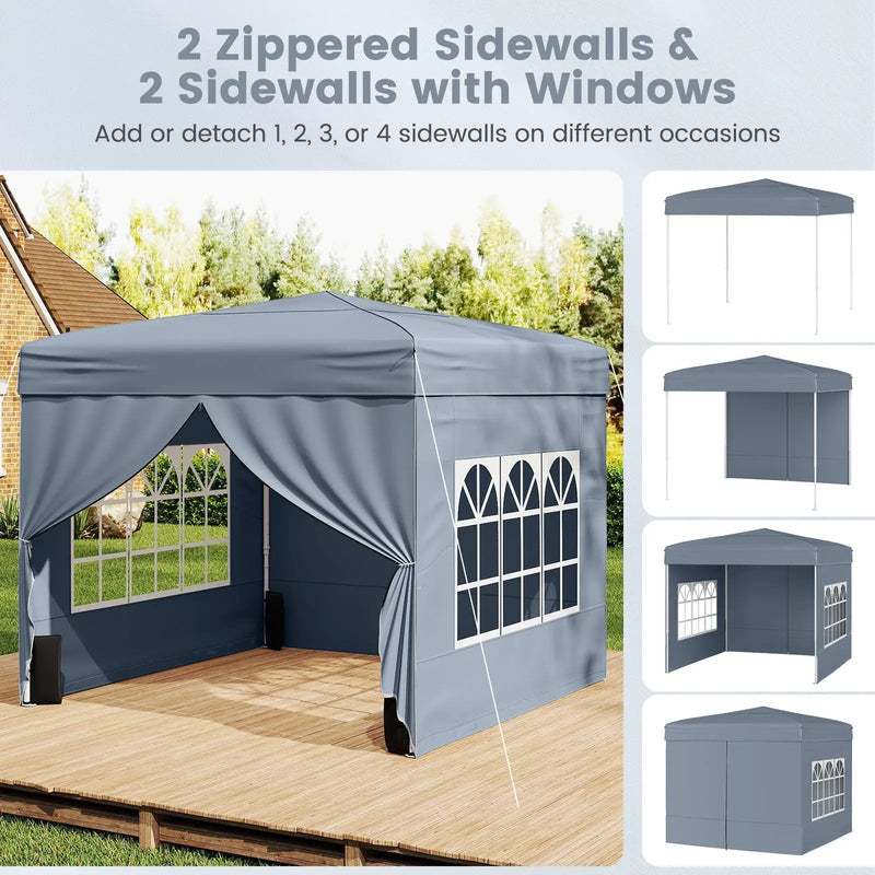 10 X 10 FT Pop up Canopy Tent Outdoor Patio Commercial Sunshade Shelter with 4 Sidewalls by DirectDeals