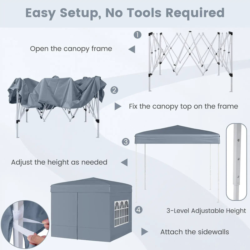 10 X 10 FT Pop up Canopy Tent Outdoor Patio Commercial Sunshade Shelter with 4 Sidewalls by DirectDeals