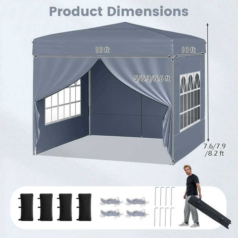 10 X 10 FT Pop up Canopy Tent Outdoor Patio Commercial Sunshade Shelter with 4 Sidewalls by DirectDeals