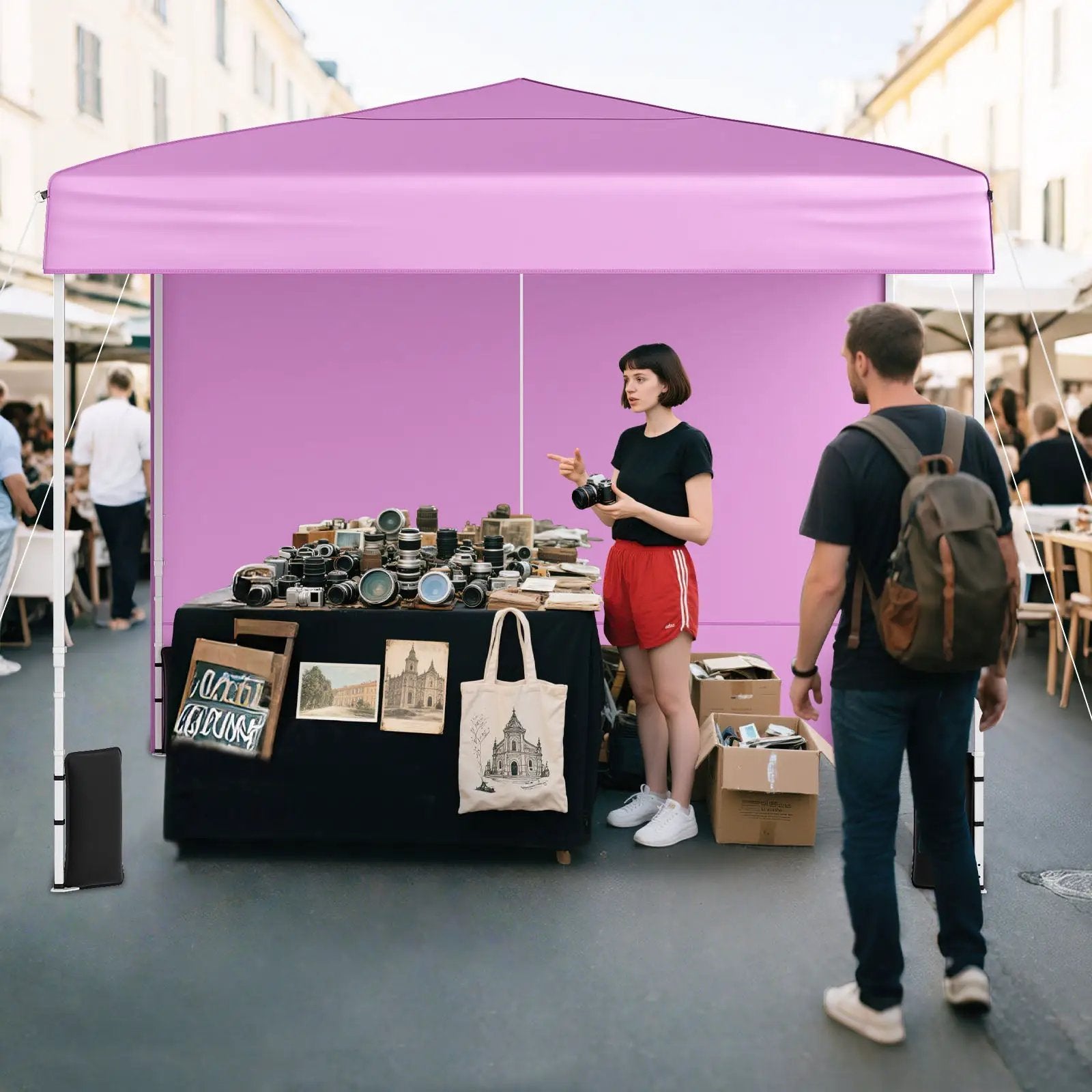 10 X 10 FT Pop up Canopy Tent Outdoor Patio Commercial Sunshade Shelter with 4 Sidewalls by DirectDeals