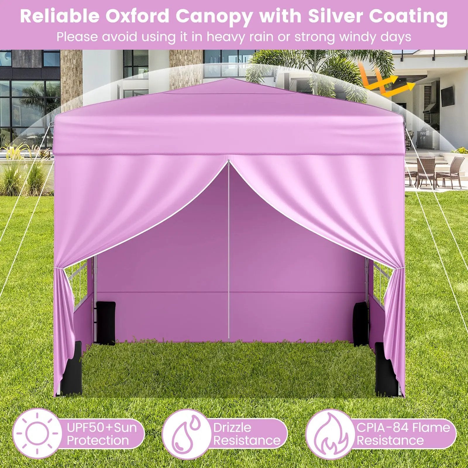 10 X 10 FT Pop up Canopy Tent Outdoor Patio Commercial Sunshade Shelter with 4 Sidewalls by DirectDeals