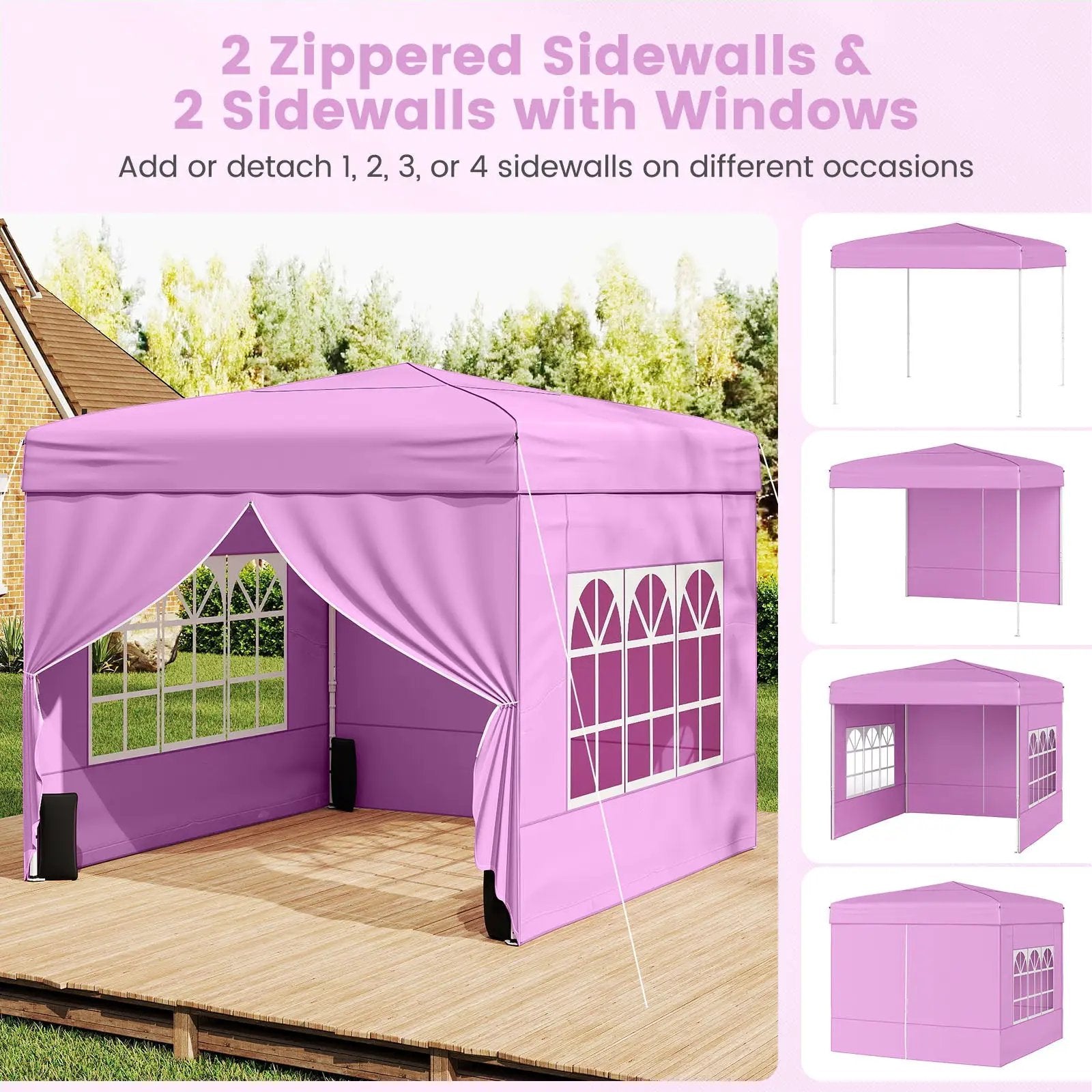 10 X 10 FT Pop up Canopy Tent Outdoor Patio Commercial Sunshade Shelter with 4 Sidewalls by DirectDeals
