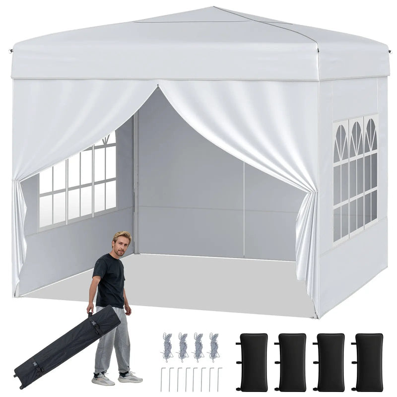 10 X 10 FT Pop up Canopy Tent Outdoor Patio Commercial Sunshade Shelter with 4 Sidewalls by DirectDeals