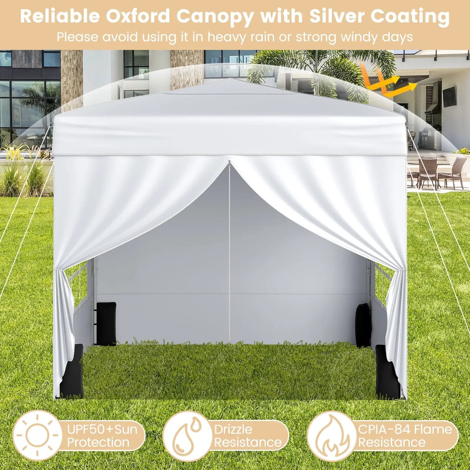 10 X 10 FT Pop up Canopy Tent Outdoor Patio Commercial Sunshade Shelter with 4 Sidewalls by DirectDeals