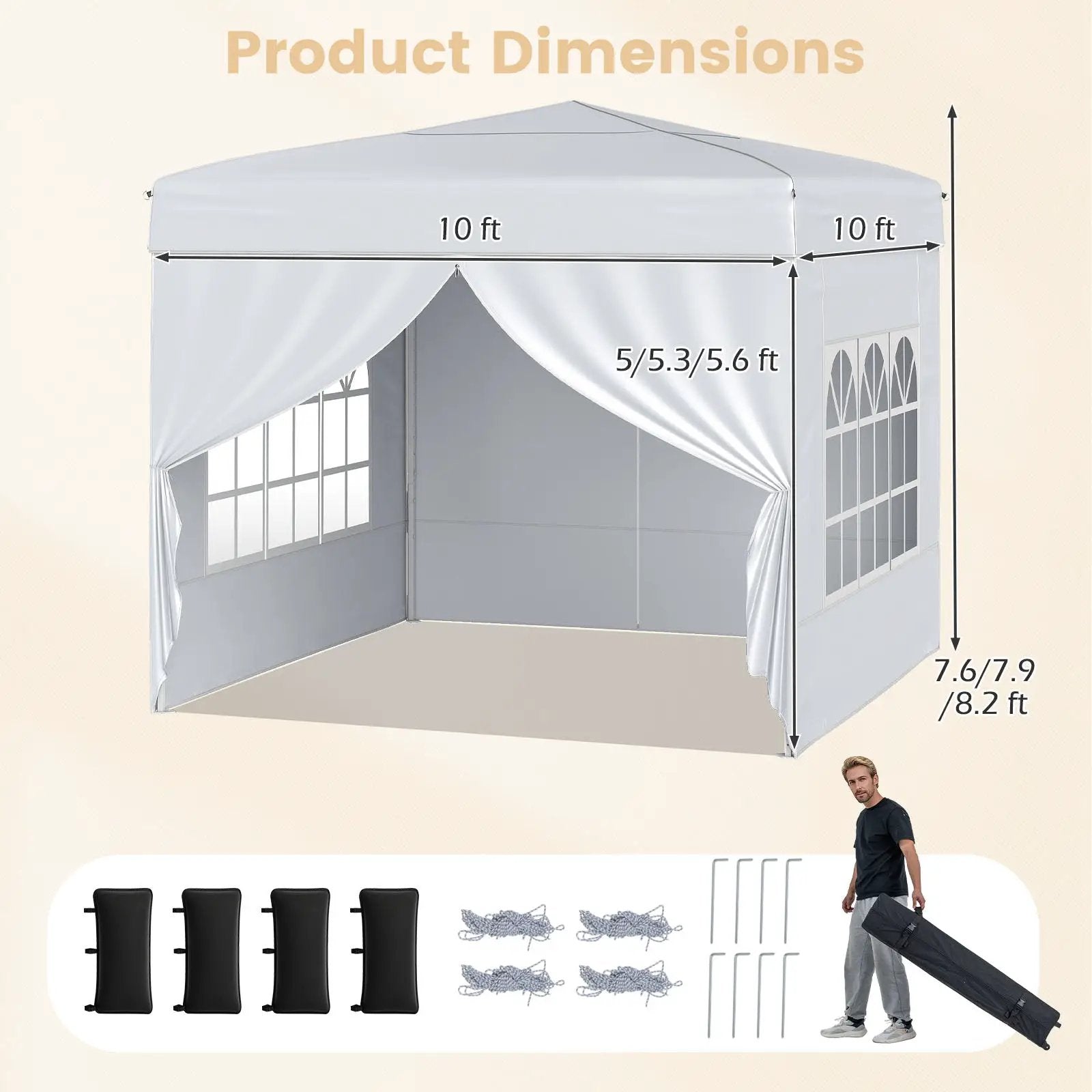 10 X 10 FT Pop up Canopy Tent Outdoor Patio Commercial Sunshade Shelter with 4 Sidewalls by DirectDeals