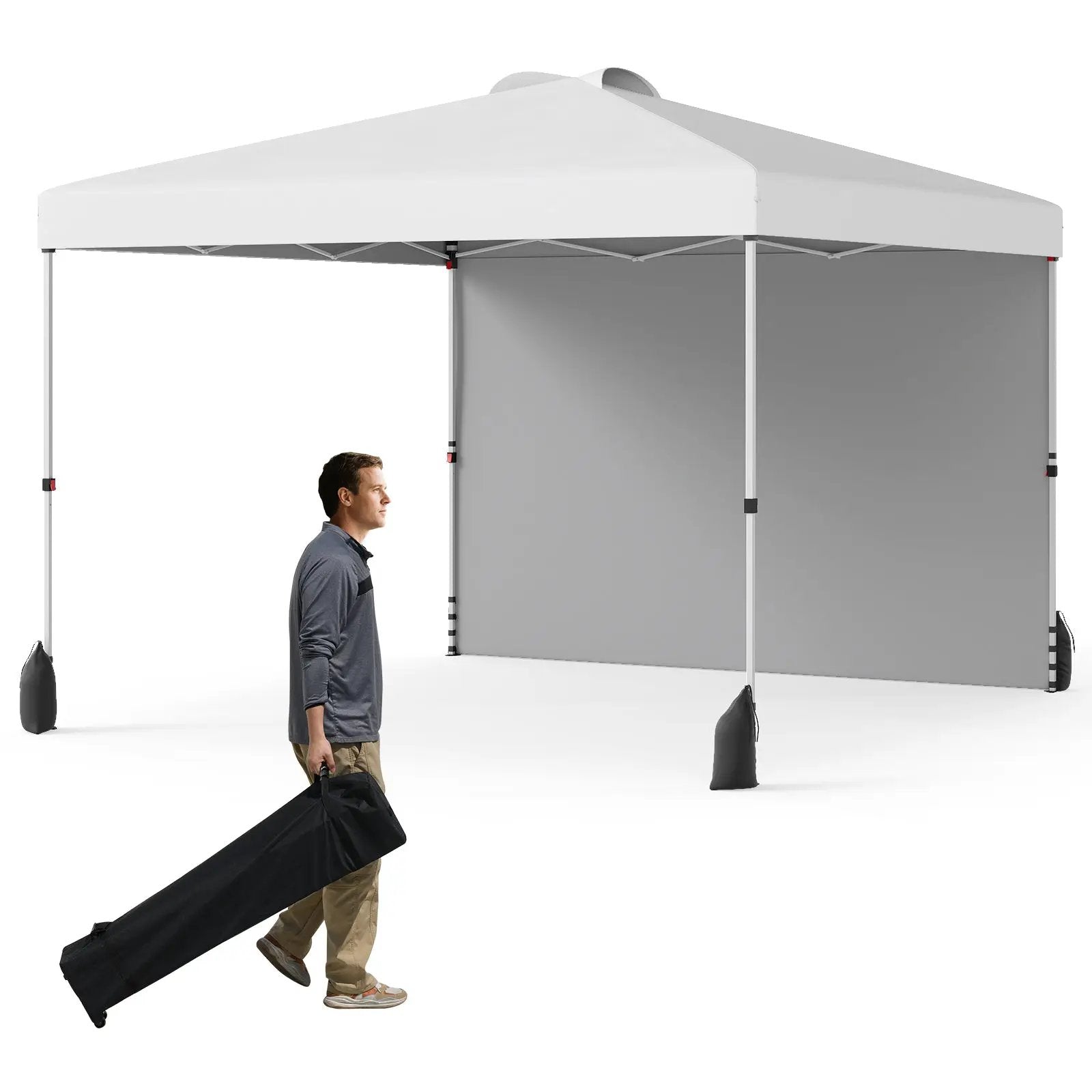 10 X 10 FT Pop up Canopy Tent with 1 Sidewall and Wheeled Bag by DirectDeals