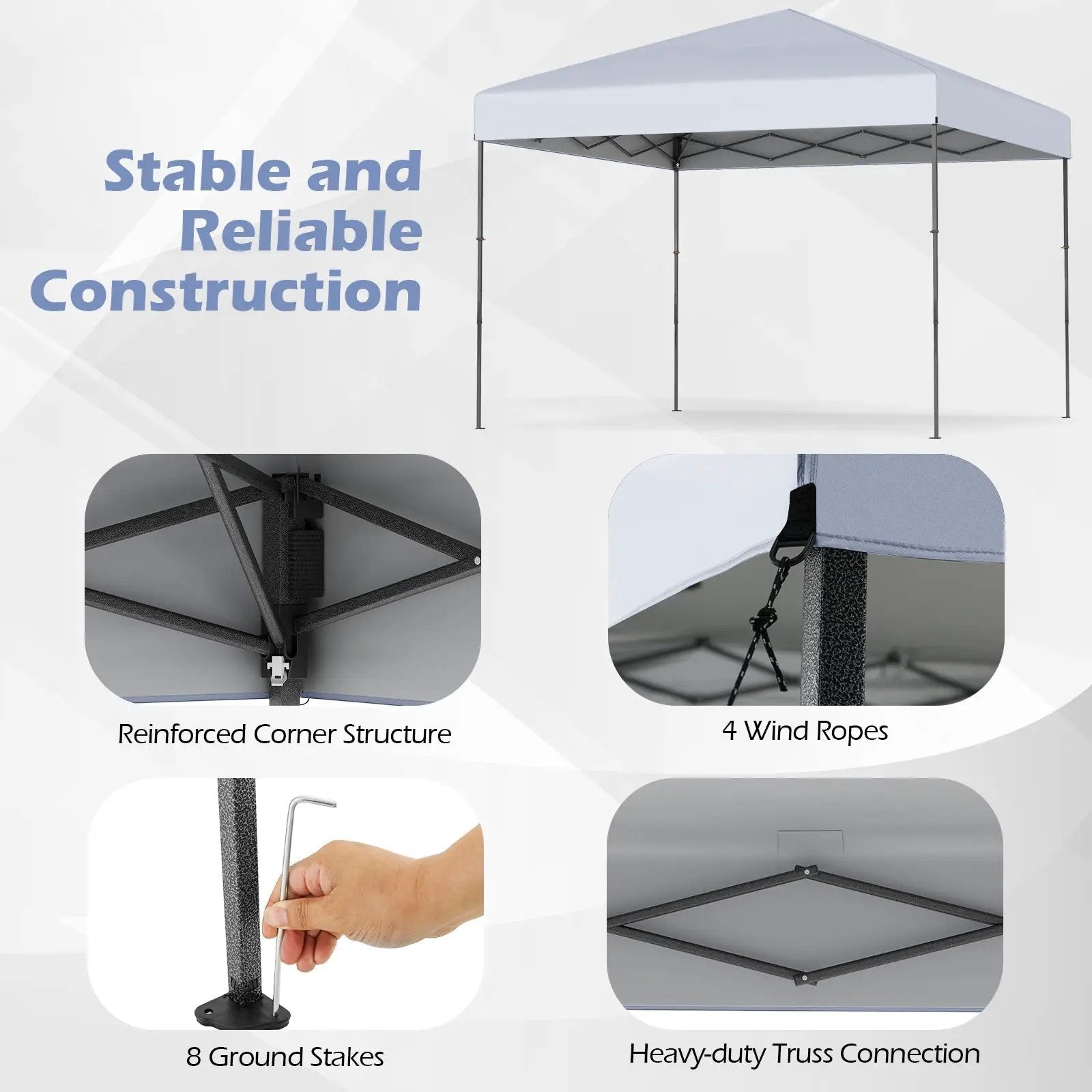 10 X 10 Feet Pop up Canopy Tent with Portable Carrying Bag and 8 Stakes by DirectDeals