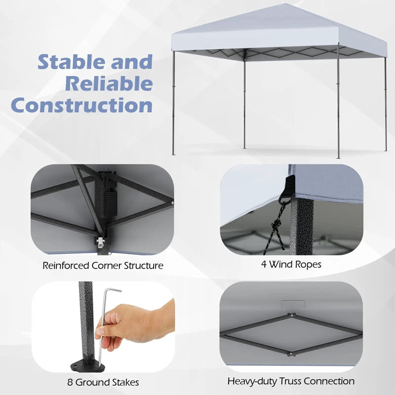 10 X 10 Feet Pop up Canopy Tent with Portable Carrying Bag and 8 Stakes by DirectDeals