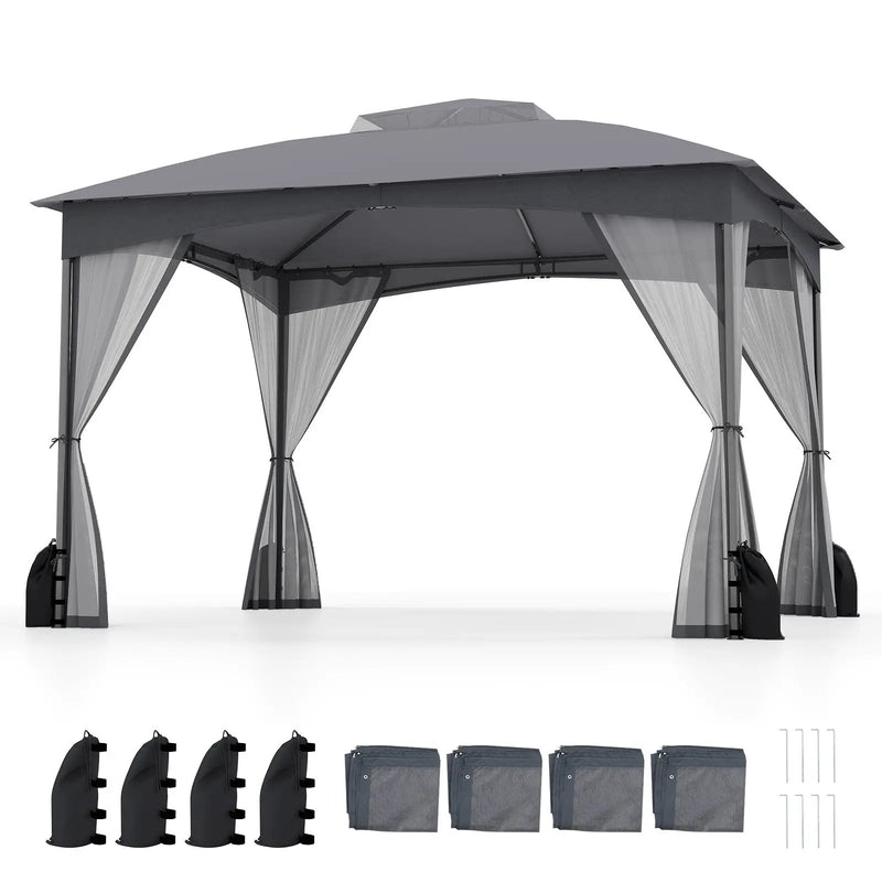 10 X 12 FT Patio Gazebo with Netting Walls with 4 Sandbags by DirectDeals