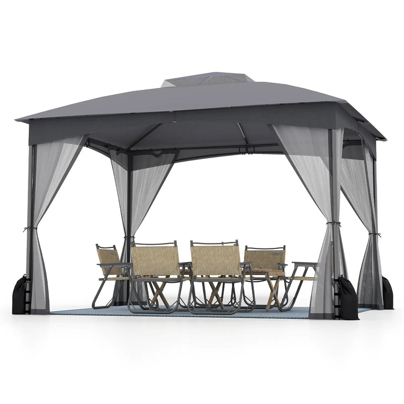 10 X 12 FT Patio Gazebo with Netting Walls with 4 Sandbags by DirectDeals