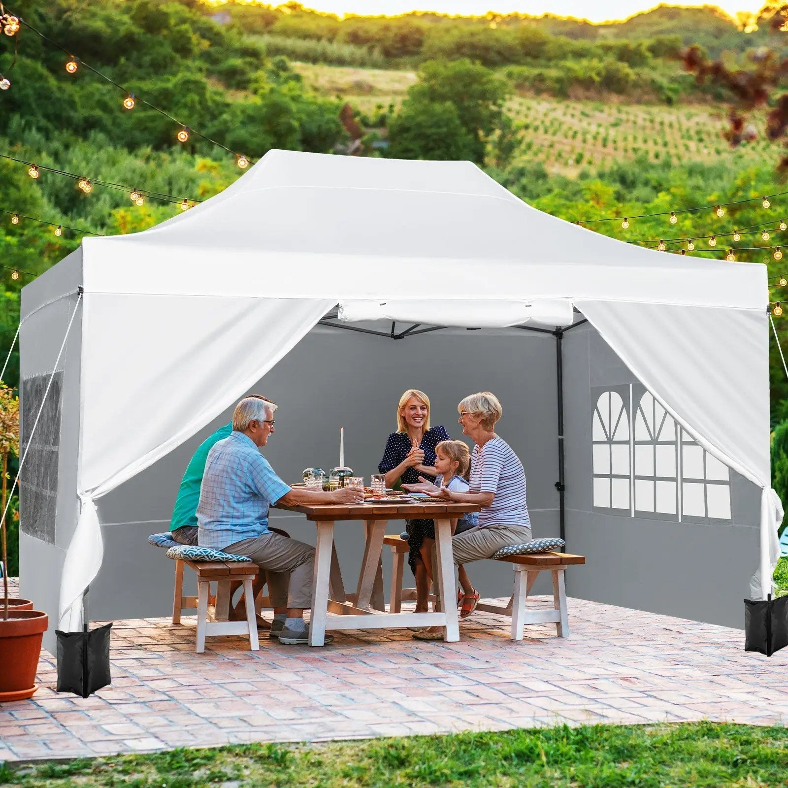 10 X 14 FT Pop up Canopy Tent Outdoor Patio Commercial Sunshade Shelter-White by DirectDeals