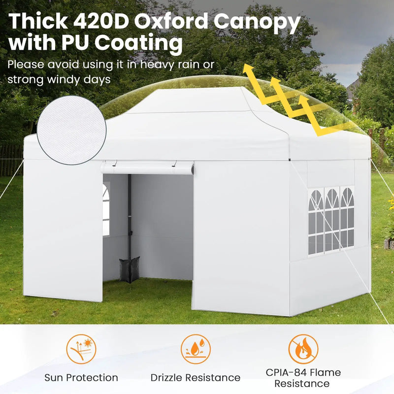 10 X 14 FT Pop up Canopy Tent Outdoor Patio Commercial Sunshade Shelter-White by DirectDeals