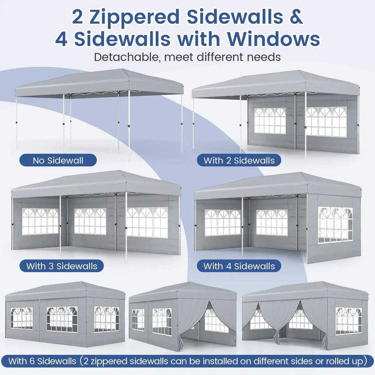 10 X 20 Feet Pop up Canopy Tent Instant Setup with 6 Sidewalls, photo 19 of 24