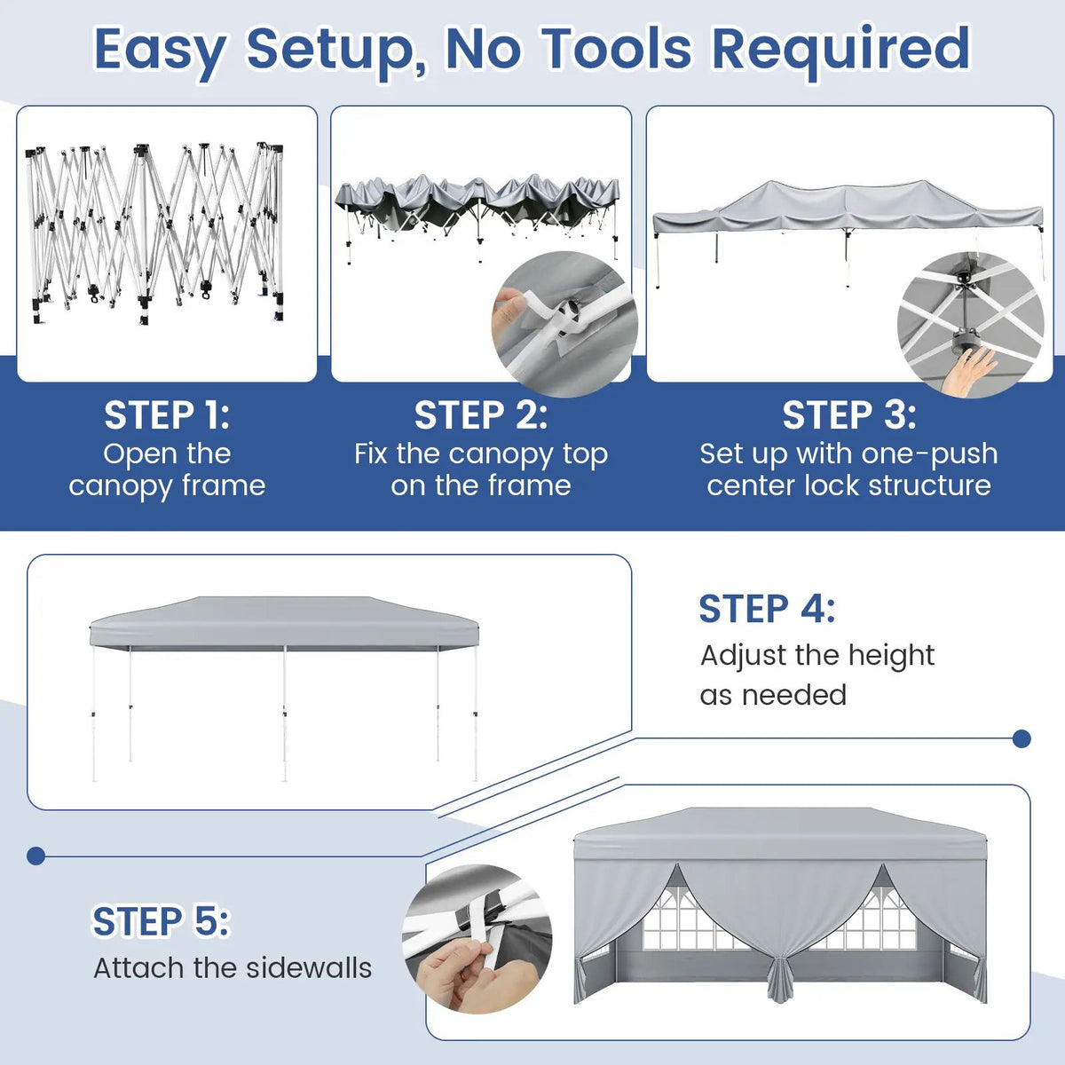 10 X 20 Feet Pop up Canopy Tent Instant Setup with 6 Sidewalls, photo 22 of 24