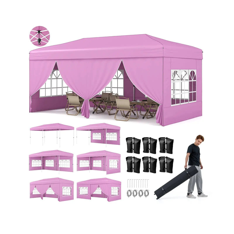 10 X 20 Feet Pop up Canopy Tent Instant Setup with 6 Sidewalls by DirectDeals