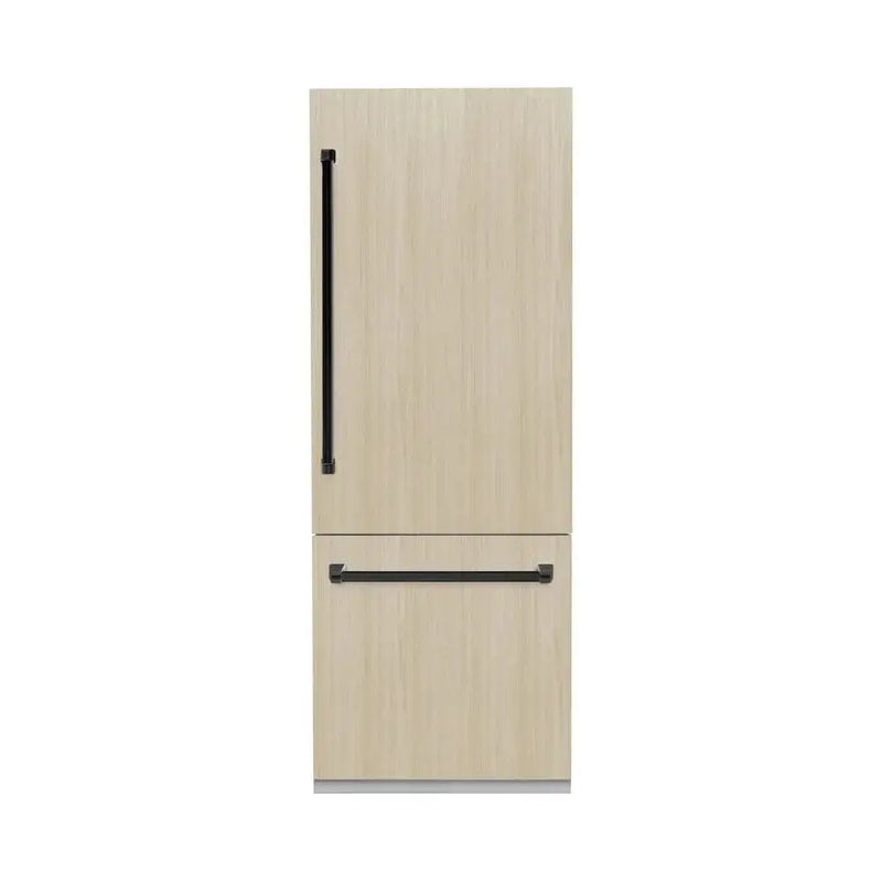 ZLINE 30" Panel Ready Built-In Bottom Freezer Refrigerator,Water Dispenser, Ice Maker,Graphite Gray, Matte Black GRBIVZ-30-MB by Farmhouse Kitchen and Bath