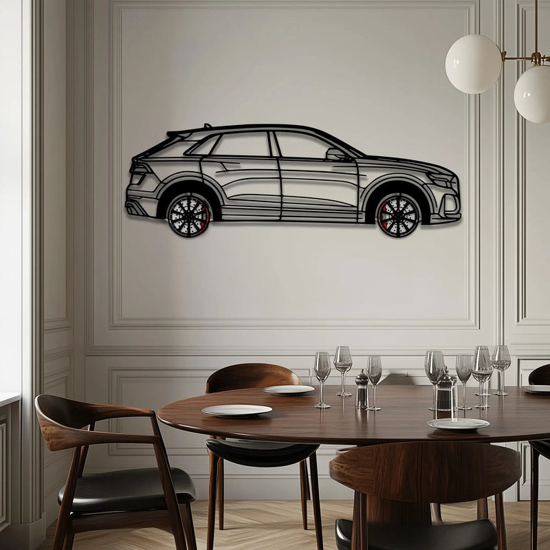 Audi Q8 Metal Car Wall Art with Rotating Wheels - Handmade Luxury SUV Silhouette Decor - Automotive Wall Art for Petrolheads - KAFMEKA095 by Enova Art