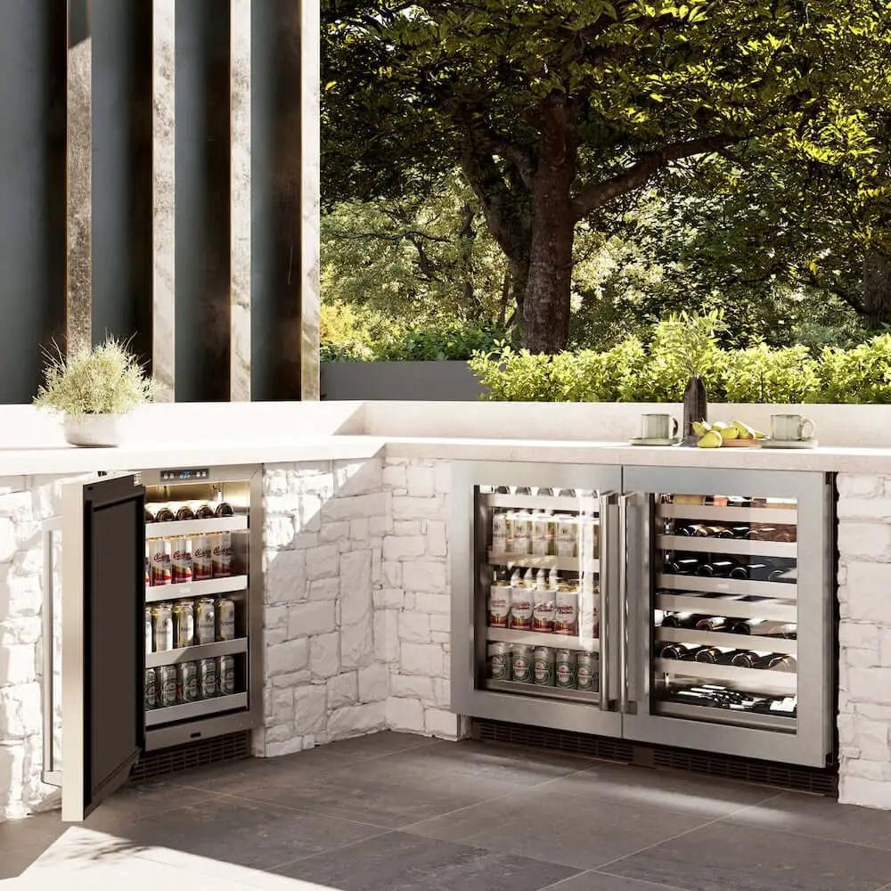 ZLINE 24" Touchstone 151 Can Beverage Fridge DuraSnow® Stainless Steel Glass Door RBSO-SN-24 by Farmhouse Kitchen and Bath