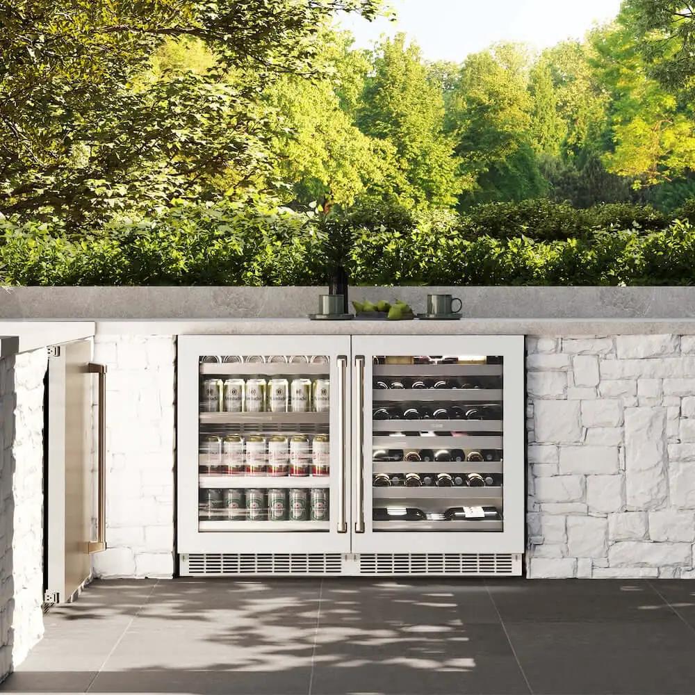 ZLINE 24" Touchstone 151 Can Beverage Fridge White Matte Glass Door RBSO-WM-24 by Farmhouse Kitchen and Bath
