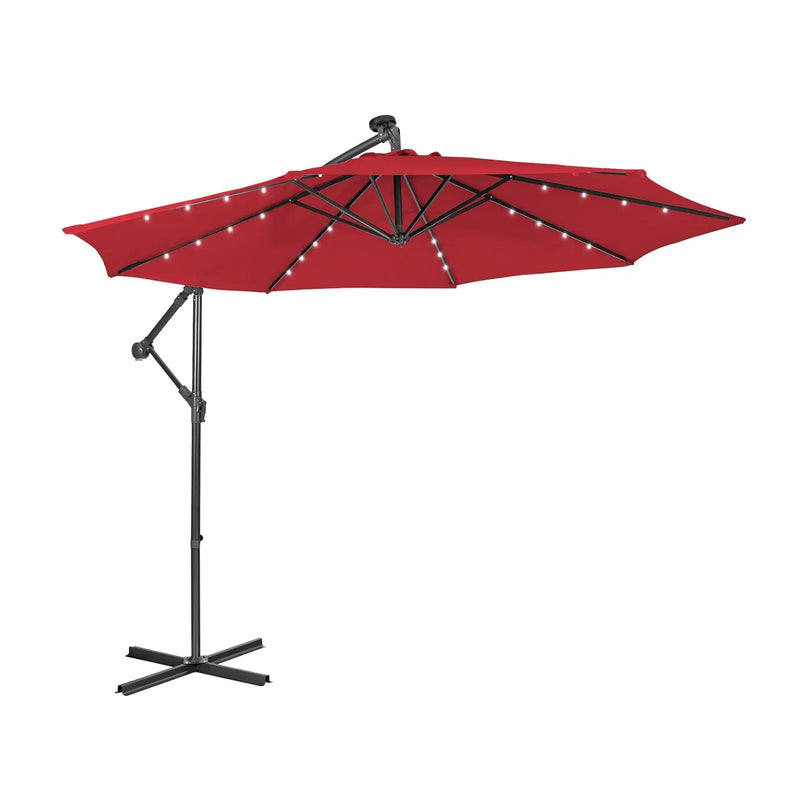 10 Feet Patio Solar Powered Cantilever Umbrella with Tilting System by DirectDeals