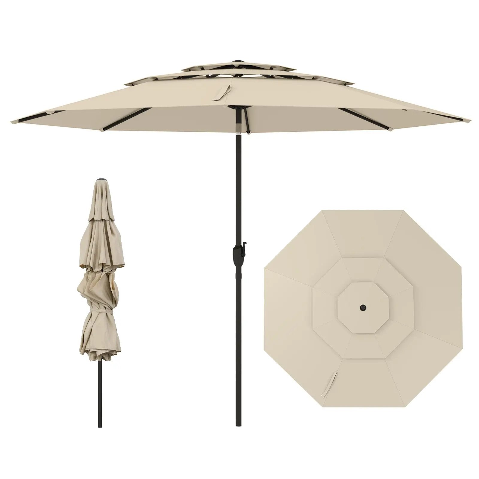 10 ft 3-tier Vented Patio Umbrella with Push Button Tilt by DirectDeals