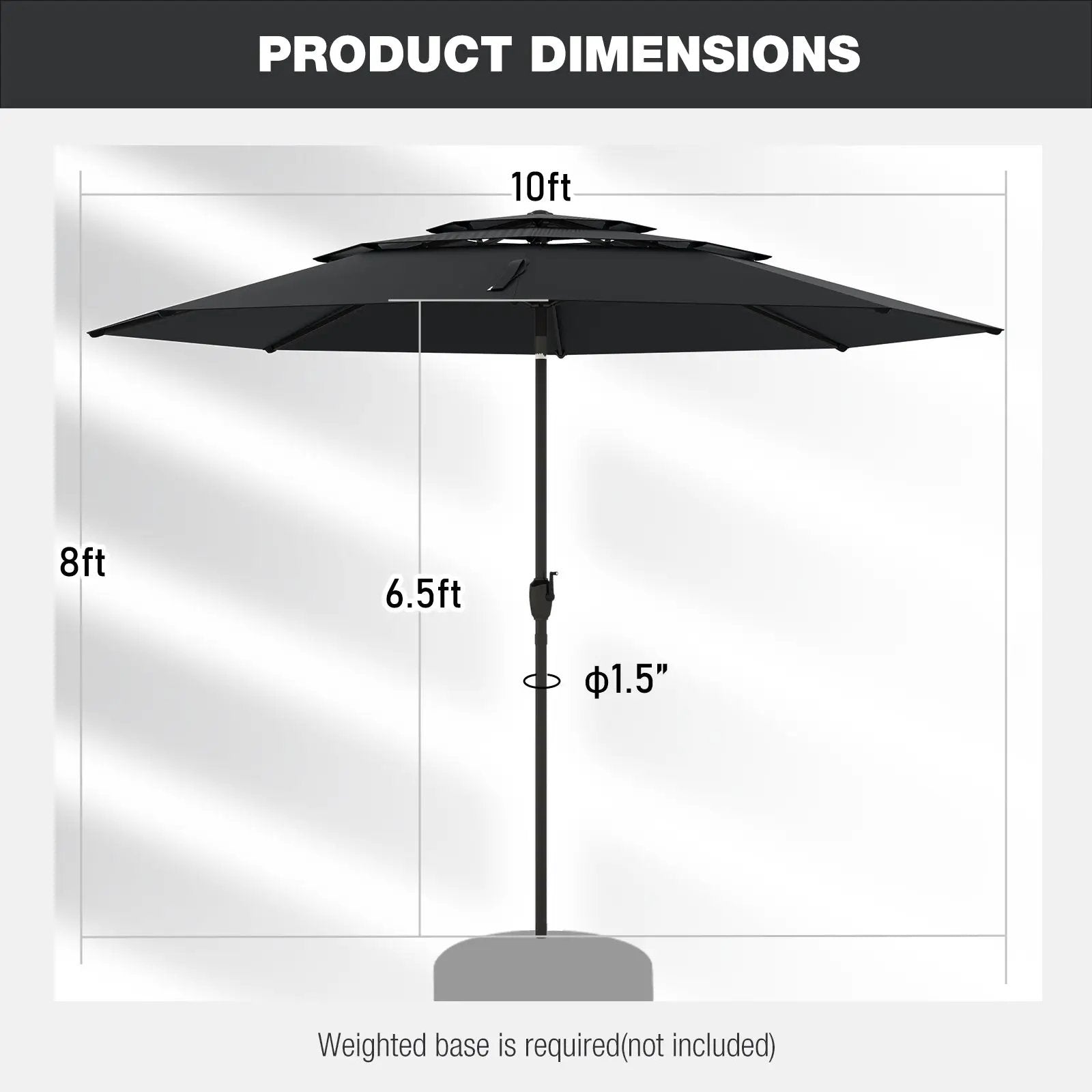 10 ft 3-tier Vented Patio Umbrella with Push Button Tilt by DirectDeals