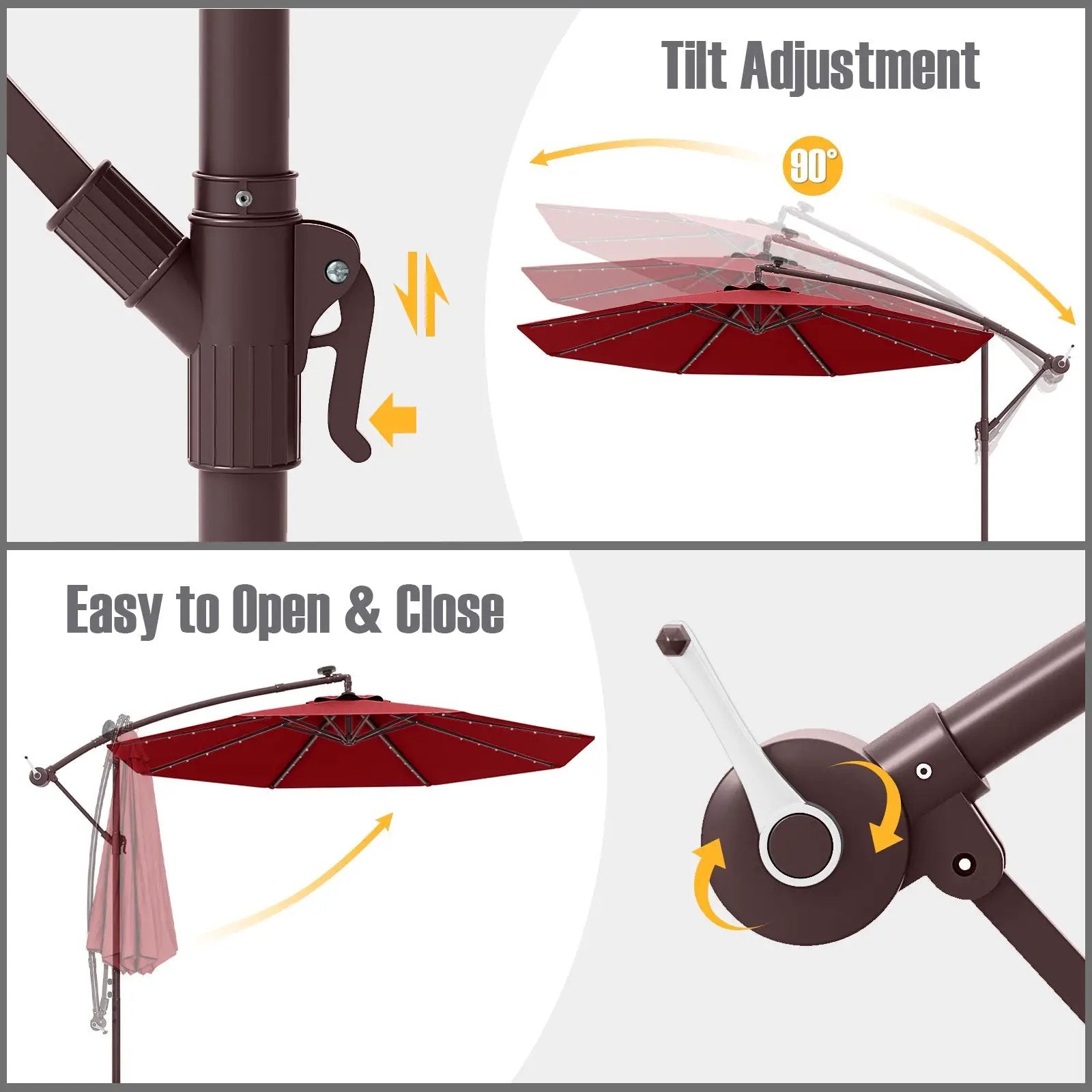 10 Ft Patio Umbrella Offset Cantilever Umbrella with 40 Solar Powered Lights by DirectDeals