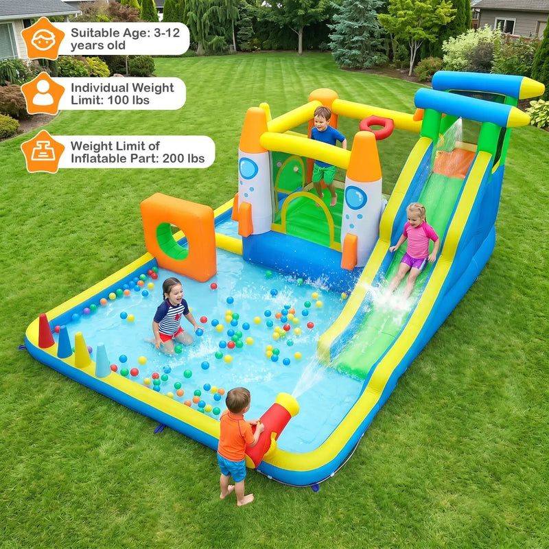 10-in-1 Inflatable Bounce House with Water Slide and Ball Pit by DirectDeals